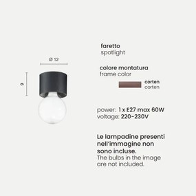 Plafoniera moderna alluminio Corten - BOW E27 lampadina a vista 12x9 cm