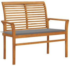 Panca da giardino con cuscino grigio 112 cm in legno di teak