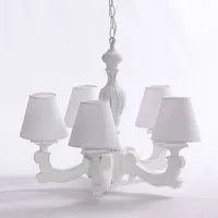 Lampadario a Sospensione 46 A 5 Bracci Design Shabby Bianco