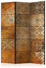 Paravento design Vecchie piastrelle (5 parti) - Mandala orientali in toni dorati