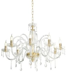 Lampadario in vetro e cristallo maria teresa 8 luci oro lp.mt-8l6past