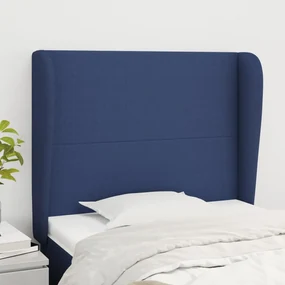 Testiera Ad Orecchio Blu 103x23x118/128 Cm İn Tessuto /