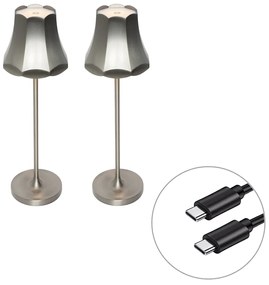 Set di 2 lampade da tavolo retrò in metallo canna di fucile ricaricabili IP44 - Granny
