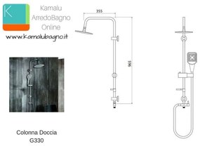 Kamalu - colonna doccia con deviatore soffione 20x20 e doccetta modello g330