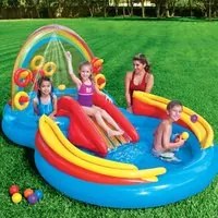 INTEX Piscina Gonfiabile Rainbow Ring Play Center 297x193 x135 cm 3202797