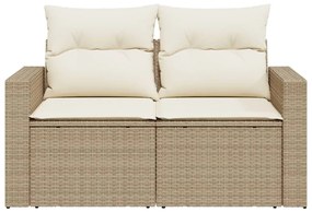 Divano da giardino con cuscini a 2 posti beige in polyrattan