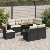 Set Divani da Giardino 9 pz con Cuscini Nero in Polyrattan 3327164