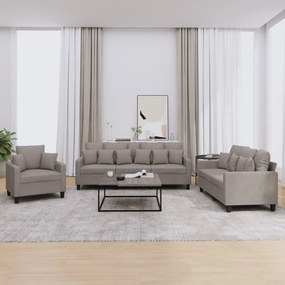 Set Divani 3 Pz Con Cuscini Tortora İn Tessuto /