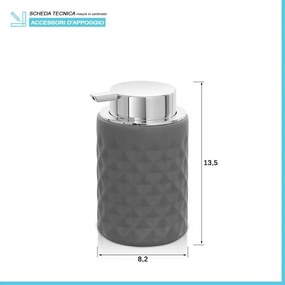Dispenser sapone grigio da appoggio in ceramica Cristal