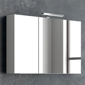 Composizione bagno sospesa 100cm: mobile ultramoderno e specchio contenitore FORM-100B - KAMALU
