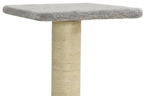 Albero per Gatti con Tiragraffi in Sisal Grigio Chiaro 118,5 cm