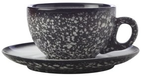 Tazza in ceramica nera con piattino Caviar Granite, 250 ml - Maxwell &amp; Williams