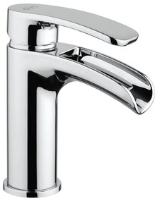 Rubinetto per lavabo a canna media getto a cascata d'acqua Cassandra cromato