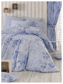 Set copripiumino e federa azzurro in cotone renforcé per letto singolo 140x200 cm Elena – Mijolnir