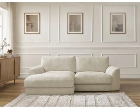 Divano angolare beige (con penisola a sinistra/con chaise lounge) con rivestimento in ciniglia Leonore – Bobochic Paris