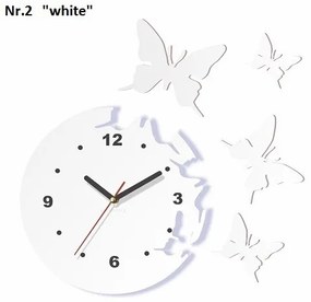 Orologio da parete decorativo con farfalle volanti Bianco