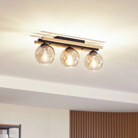 Plafoniera soffitto Enrique Lindby, dimmerabile, Nero, Corridoio, Legno, Moderno, Plafoniera