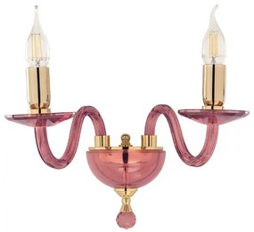 Applique PAGANINI a 2 Luci in vetro lavorato a mano 38 cm Borgogna