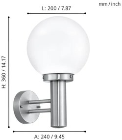 Eglo 30205 - Lampada da esterno NISIA E27/60W/230V