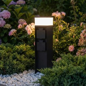 Brilagi - Lampada da esterno con 2 prese SCHUKO, 1x G9/11W/230V, IP44, nera