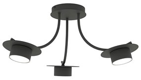 Plafoniera Moderna Giunone Acciaio Nero 3 Luci Gx53 Ip20