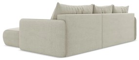 Divano angolare color crema allungabile/con contenitore (con penisola a destra) Nanea – Makamii
