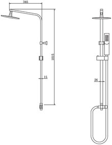 New Line Colonna Doccia Con Soffione Abs 20x20 Doccetta Con Supporto Regolabile E Flessibile 150 Cm Cromo