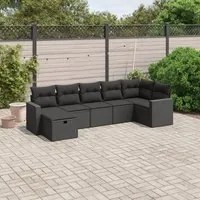 Set Divani da Giardino con Cuscini 7pz Nero Polyrattan 3263501