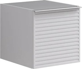 Base laterale Pixel con anta Stripes laccato opaco bianco e maniglia alluminio brillante L.40 H.40 P.45,5 cm.