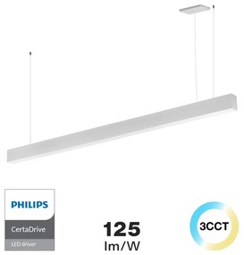 Lampada Lineare LED a Sospensione 55W 150cm bianca, PHILIPS driver CCT Colore Bianco Variabile CCT