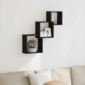 Mensole A Cubo Parete Rovere Nero 68x15x68 Cm Legno Multistrato /