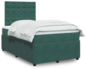 Giroletto A Molle Con Materasso Verde Scuro 120x190 Cm Velluto /
