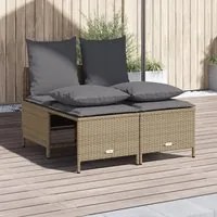 Set Divano da Giardino 4 pz con Cuscini Beige in Polyrattan 368383