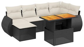 Set divano da giardino 6 pz con cuscini nero in polyrattan