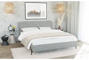 Letto matrimoniale imbottito grigio chiaro con griglia 180x200 cm Barker - Ropez