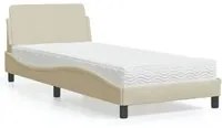 Letto con Materasso Crema 90x200 cm in Tessuto 3208329