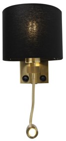 Applique oro art deco paralume nero USB - BRESCIA