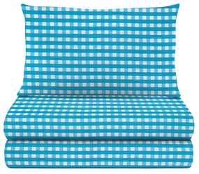 Completo letto singolo quadretti azzurri