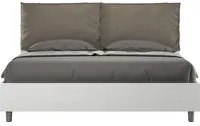 Letto matrimoniale senza rete 160x200 bianco frassino cuscini similpelle cappuccino Egos Antea