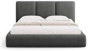 Letto matrimoniale imbottito grigio con contenitore con griglia 200x200 cm Brody - Mazzini Beds
