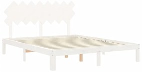 Giroletto con Testiera Bianco 160x200 cm Legno Massello