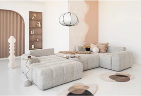 Divano angolare componibile beige allungabile/con contenitore (con penisola a destra) Lulu – Miuform