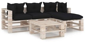 Set divani da giardino pallet 5 pz con cuscini in legno di pino