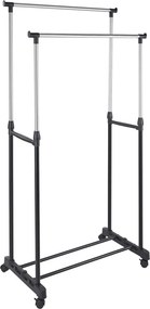 Stand Appendiabiti Doppio con Ruote Stender Regolabile in Altezza 80x40x160cm...