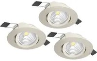 Faretto Ad Incasso Moderno Saliceto In Alluminio Nichel Satinato 3 Luci Led 6W