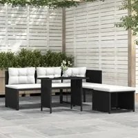 Set Divani da Giardino 4 pz in Polyrattan Nero 44287