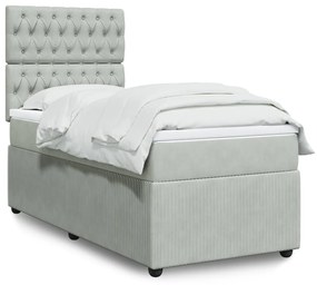 Giroletto A Molle Con Materasso Grigio Chiaro 90x200 Cm Velluto /