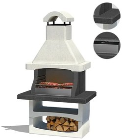 Barbecue A Legna In Muratura Per Esterni Con Parabraci Inox 125x64x241 Salamanca Sarom