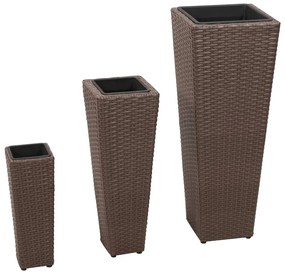 Letti Rialzati Da Giardino 3 Pz İn Polyrattan Marrone /