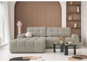 Divano angolare componibile marrone chiaro allungabile/con contenitore (con penisola a sinistra) Lulu – Miuform